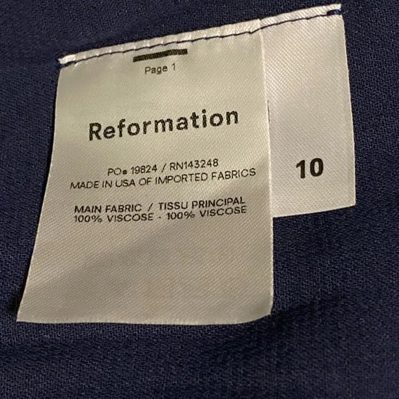 NWT Reformation Juliette Navy Dress - Sz 10 - Picture 8 of 9